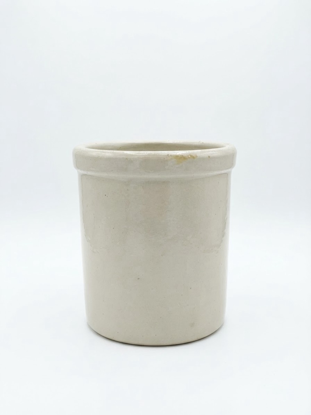 Robinson Ransbottom Pottery Crock High 1 Qt. Cream VTG Stoneware kitchen Utensil
